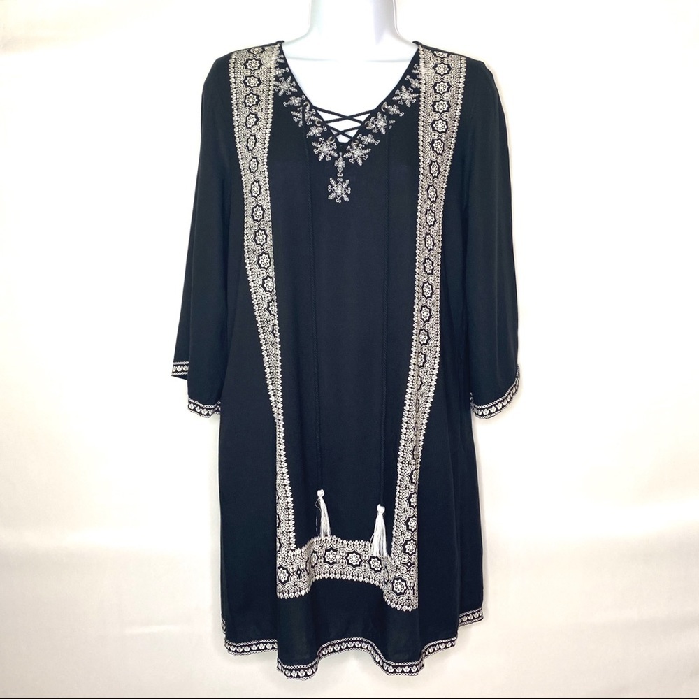 Colour Me by Melange Tunic Dress - Black White -‎ M